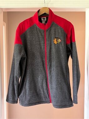 Chicago Blackhawks NHL Gray Jacket with Red Trim and NHL Logo Tag